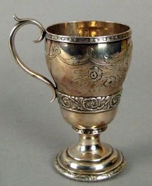 American coin silver presentation mug with marks - ca 1830s